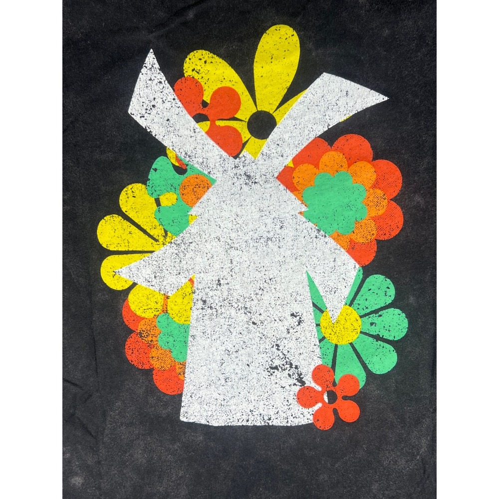 Dutch Bros Coffee Mineral Wash Graphic Tee Shirt Mens Small Grey Floral Windmill